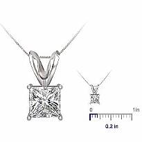 1/4 ct Princess Cut Diamond Solitaire Pendant 14k White Gold