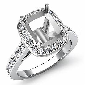 0.70ct Diamond Engagement Ring 14k White Gold Cushion Semi Mount Halo Setting