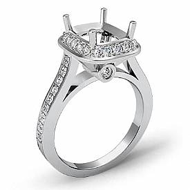 0.70ct Diamond Engagement Ring 14k White Gold Cushion Semi Mount Halo Setting