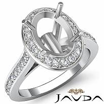 0.70ct Diamond Engagement Ring Oval Semi Mount 14K White Gold Halo Pave Setting