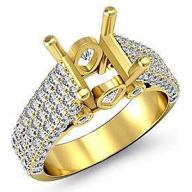 3 Row Shank Diamond Engagement Ring Princess Semi Mount 14k Gold (1.7Ct. tw.)