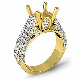 3 Row Shank Diamond Engagement Ring Princess Semi Mount 14k Gold (1.7Ct. tw.)