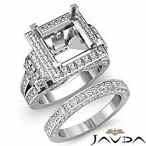 3.4 Ct Diamond Engagement Ring Princess Halo Bridal Sets 14k White Gold Setting