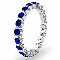 Classic Sapphire Gemstone Women Eternity Wedding Band Ring 14k White Gold 0.5Ct
