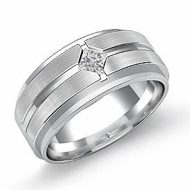 0.25 Ct Princess Men Diamond Ring Wedding Band W Gold