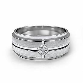 0.25 Ct Princess Men Diamond Ring Wedding Band W Gold