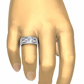 0.25 Ct Princess Men Diamond Ring Wedding Band W Gold