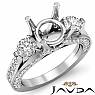 Three 3 Stone Round Diamond Engagement Ring Setting 14k W Gold Semi Mount 1.30Ct