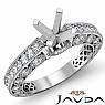 0.9Ct Antique Diamond Engagement Ring Millgrain Setting 14k White Gold Semi Mount