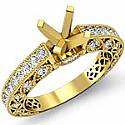 Antique Diamond Engagement Ring Millgrin Setting 18k Gold Yellow (0.9Ct. tw.)