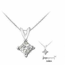 1 ct Princess Cut Diamond Solitaire Pendant 14k White Gold