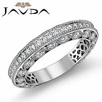 Women's Round Diamond Antique Wedding Matching Band 14k White Gold Ring 1.05Ct