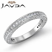 Round Diamond Half Wedding Women Matching Band 14k White Gold 2.5mm Ring 1.35Ct