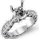 0.90Ct Antique Diamond Engagement Ring Round Setting 14k W Gold