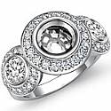 1.15Ct Round Diamond 3 Stone Engagement Ring Setting 14k White Gold