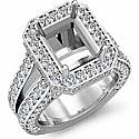 2.52 Ct Diamond Engagement Ring Emerald Setting 14k White Gold
