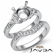 0.60Ct Diamond Engagement Semi Mount Ring Bridal Set 14k White Gold Wedding Band