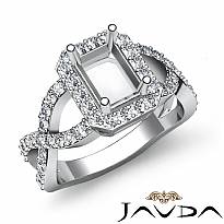 0.67Ct Round Diamond Engagement Semi Mount Ring 14K White Gold Split-Curve Shank