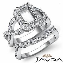 14k White Gold Emerald Diamond Engagement Ring Bridal Sets Pave Setting 1.2ct.