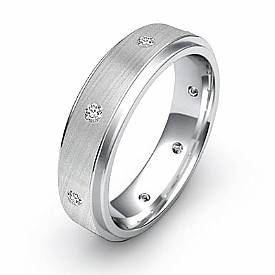 0.16Ct Round Diamond Men Eternity Wedding Band 14k White Gold