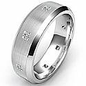 0.50Ct Princess Men's Diamond Eternity Wedding band 14k White Gold
