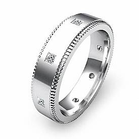 0.40Ct Princess Men Diamond Eternity Wedding Band 14k White Gold
