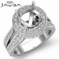 Diamond Engagement Semi Mount Ring 14k White Gold Halo Setting Split Shank 1.3Ct