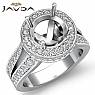 Diamond Engagement Semi Mount Ring 14k White Gold Halo Setting Split Shank 1.3Ct