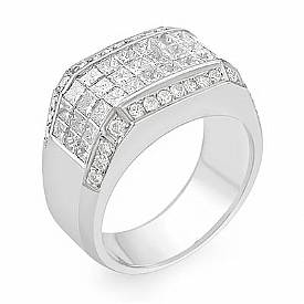 3.5CT Princess Round Diamond Fashion Men Diamond Ring W Gold