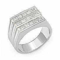 2.25 CT Princess Cut Men Diamond Ring Fashion Band W Gold