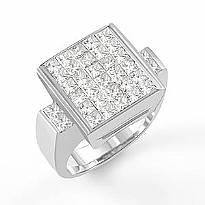 3 Ct Princess Cut Men Diamond Ring Fashion Band W Gold