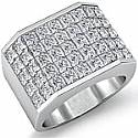 5.25 Ct Princess Cut Men Diamond Ring Fashion band W Gold