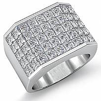 5.25 Ct Princess Cut Men Diamond Ring Fashion band W Gold
