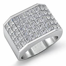 5.25 Ct Princess Cut Men Diamond Ring Fashion band W Gold