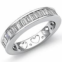 Channel Baguette Diamond Womens Half Wedding Heart Band Ring 14k White Gold 1Ct