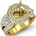 Antique 3 Stone Pear Diamond Engagement Round Setting 18k Gold Yellow (1.85Ct. tw.)