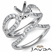 0.9Ct Diamond Engagement Ring Round Bridal Set 14k White Gold Split Curve Shank