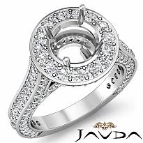 2.1Ct Diamond Engagement Round Semi Mount Halo Pave Setting Ring 14k White Gold