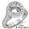 2.1Ct Diamond Engagement Round Semi Mount Halo Pave Setting Ring 14k White Gold