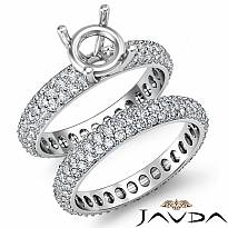 3.8Ct Round Shape Diamond Eternity Engagement Ring Bridal Setting 14k White Gold