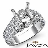 1.7 Ct 3 Row Shank Diamond Engagement Ring Princess Semi Mount 14K White Gold