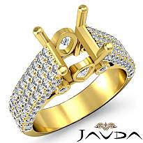 3 Row Shank Diamond Engagement Ring Princess Semi Mount 18k Gold Yellow (1.7Ct. tw.)