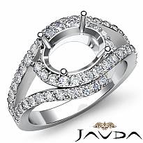 0.63 Ct Diamond Engagement Oval Semi Mount Ring 14K White Gold Curve Shank