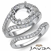 1.2Ct Round Diamond Engagement Oval Ring Bridal Set 14k White Gold Pave Setting