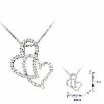 0.80 Ct Round Diamond Double Heart Pendant 14k W Gold
