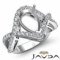 0.74 Ct Diamond Engagement Ring Pear Cut Semi Mount 14K White Gold Twisted Shank