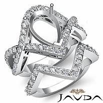 1.4Ct Round Diamond Engagement Ring Pear Bridal Set 14k White Gold Pave Setting
