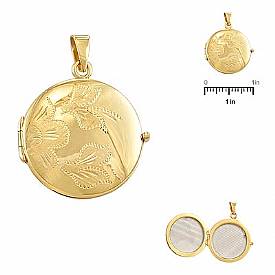 6 Gram 14k Yellow Gold Round Italian Locket w/ Flower