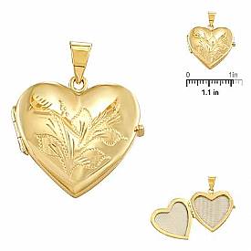 6.5 Gram 14k Yellow Gold Heart Italian Locket w/ Leaf Details