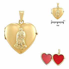 8 Gram 14k Yellow Gold Heart Italian Locket w/ Our Virgin Mary Design